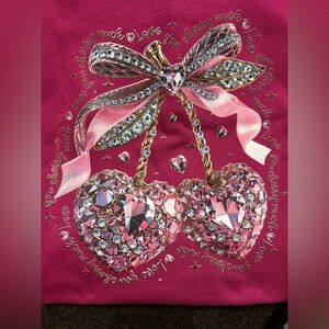 NEW Large Pink Heart Gemstone Graphic T-shirt